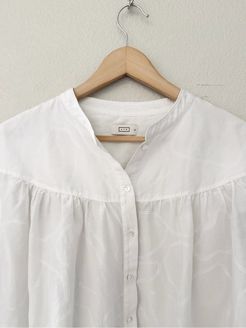 AYR The New Romantic Blouse Top Peasant XL White Boxy Minimalist Cottagecore - Picture 5 of 10